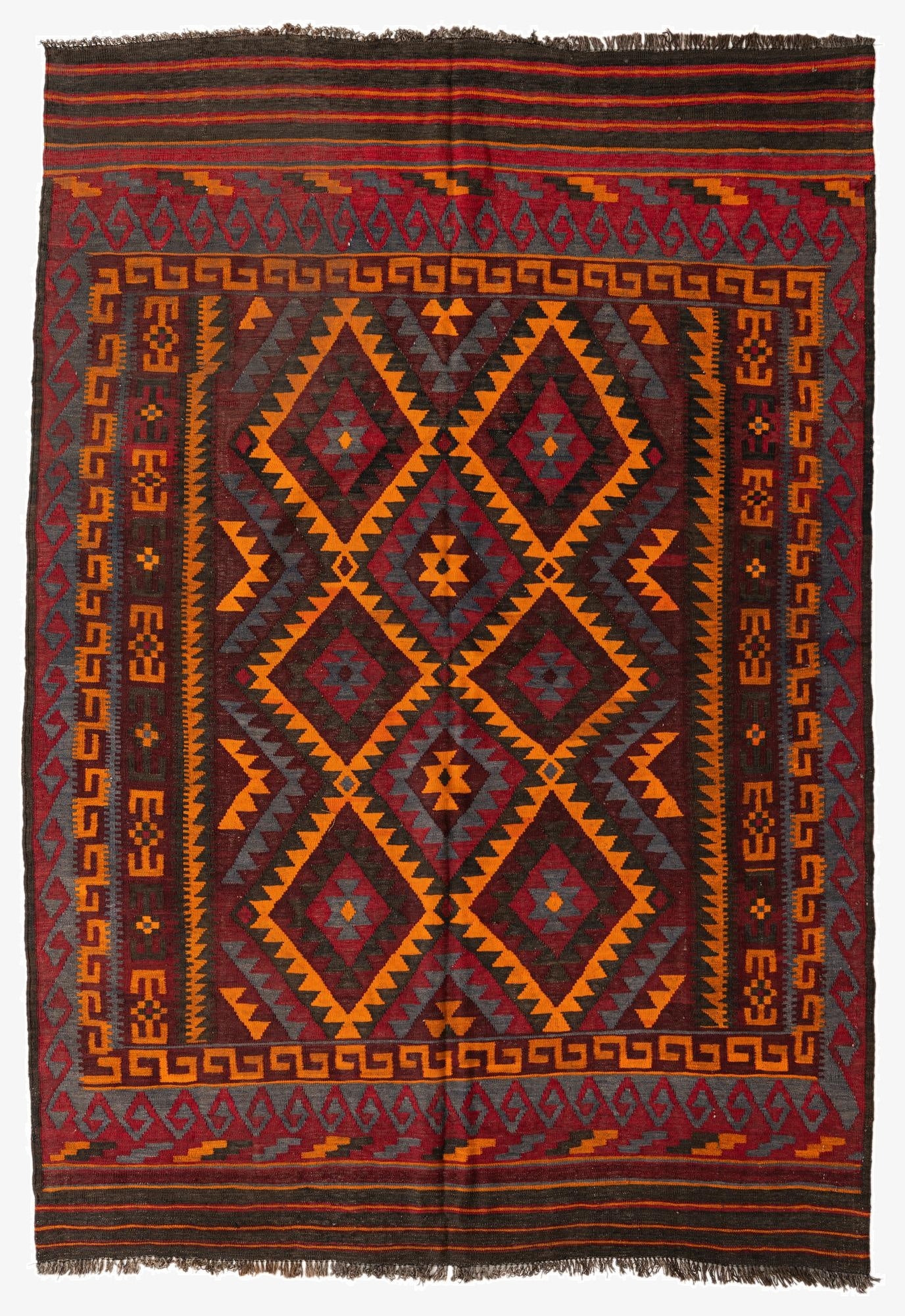  5' 7 x 8' 1  Hand Woven Kilim Fars Wool Rug