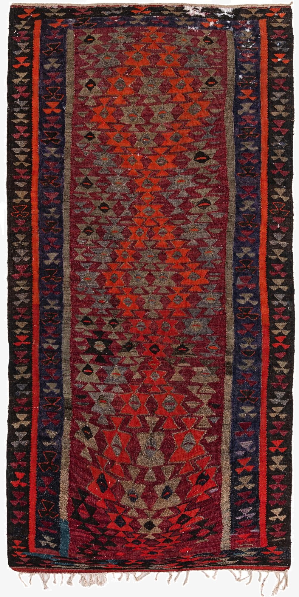 4' 8 x 9' 2  Hand Woven Kilim Fars Wool Rug