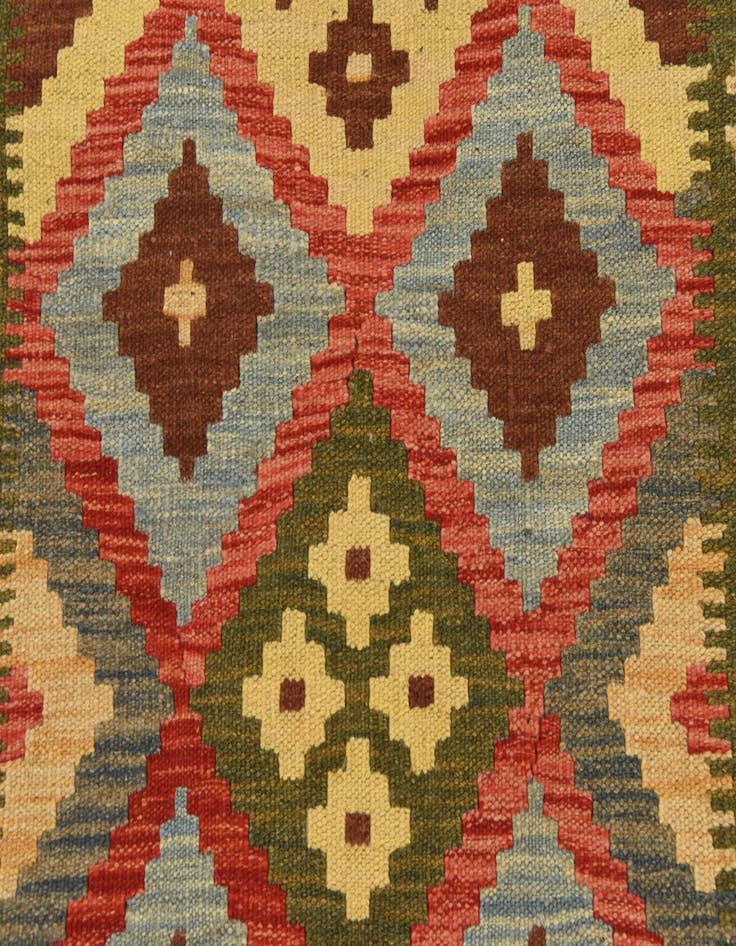Detail image of  3' 4 x 6' 1  Hand Woven Kilim Maymana Wool Rug