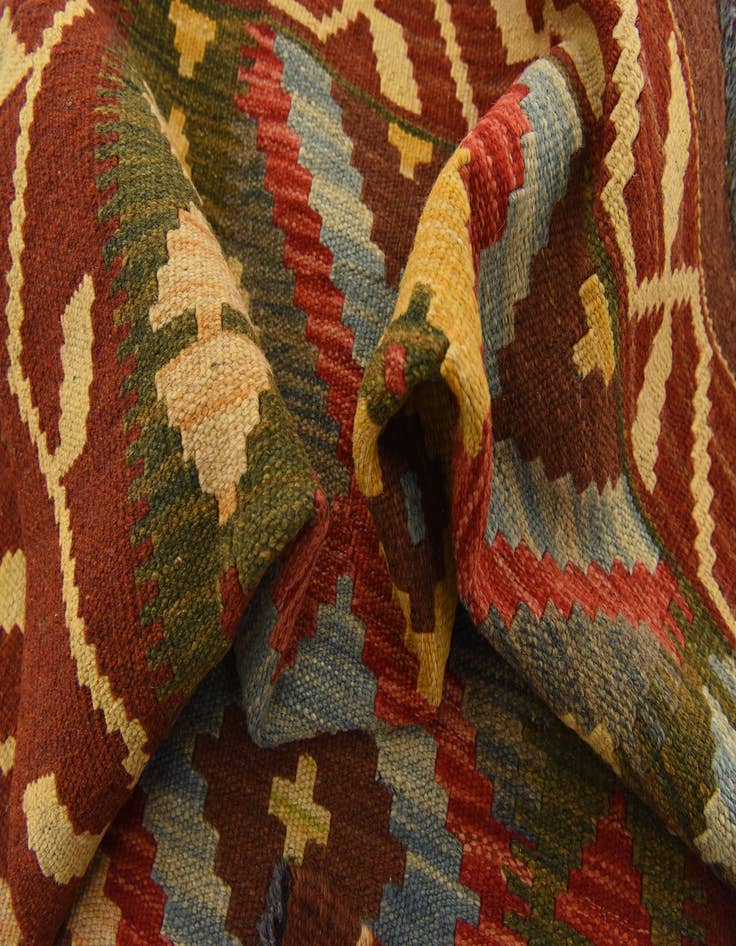 Detail image of  3' 4 x 6' 1  Hand Woven Kilim Maymana Wool Rug