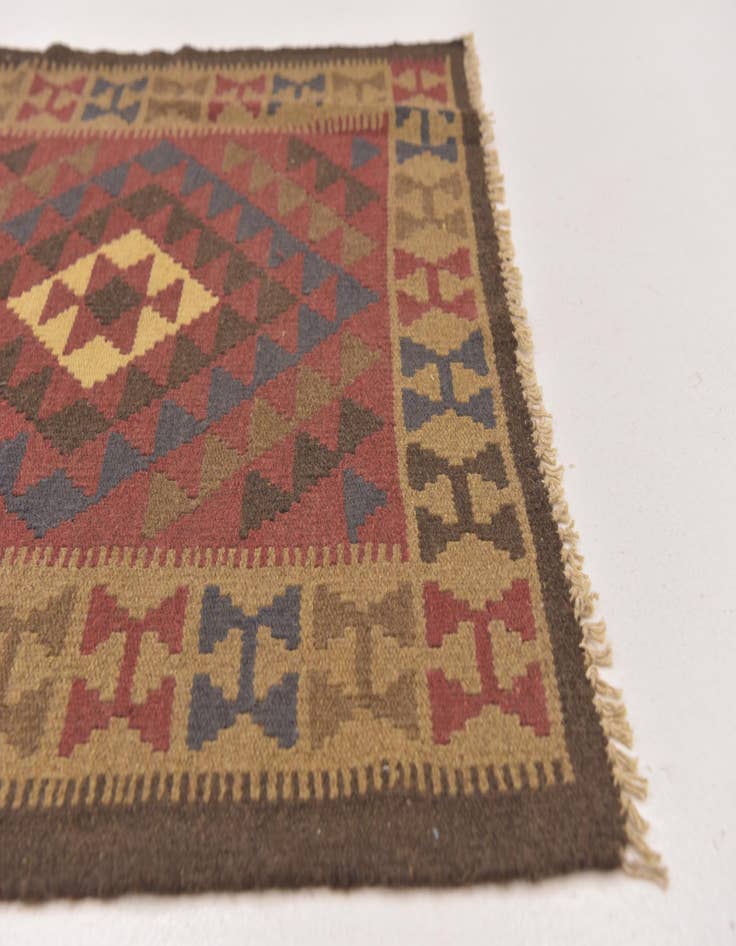 Detail image of  3' 5 x 4' 8  Hand Woven Kilim Maymana Wool Rug