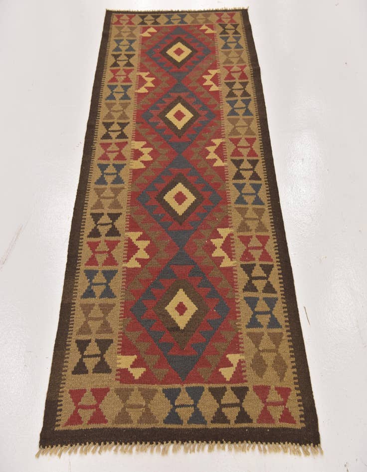 Detail image of  3' 6 x 6' 4  Hand Woven Kilim Maymana Wool Rug