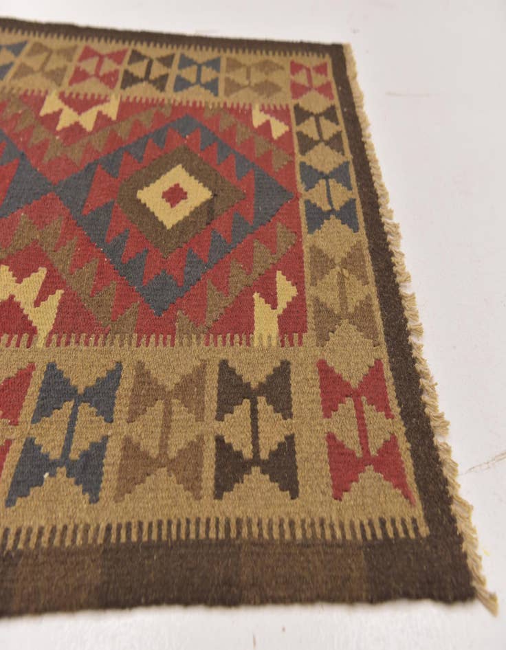 Detail image of  3' 6 x 6' 4  Hand Woven Kilim Maymana Wool Rug
