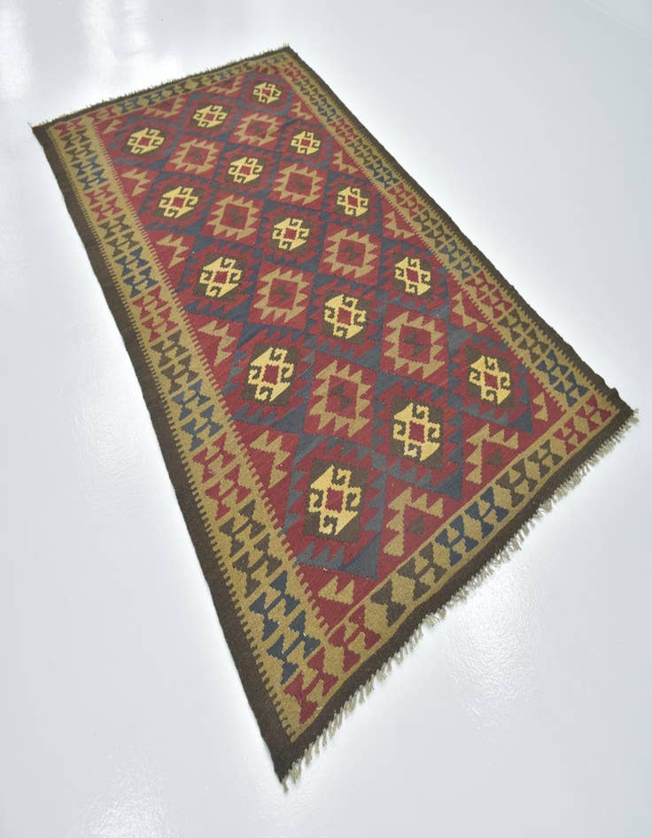 Detail image of  5' 4 x 8' 6  Hand Woven Kilim Maymana Wool Rug