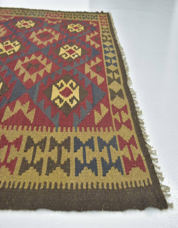 Detail image of  5' 4 x 8' 6  Hand Woven Kilim Maymana Wool Rug