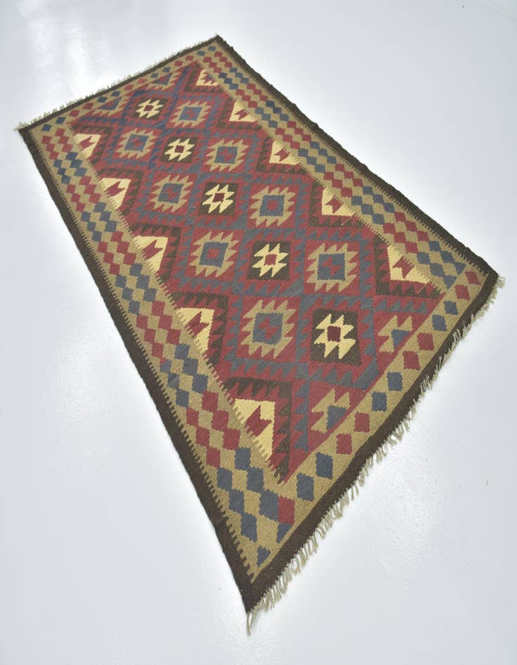 Detail image of  5' 3 x 8' 4  Hand Woven Kilim Maymana Wool Rug