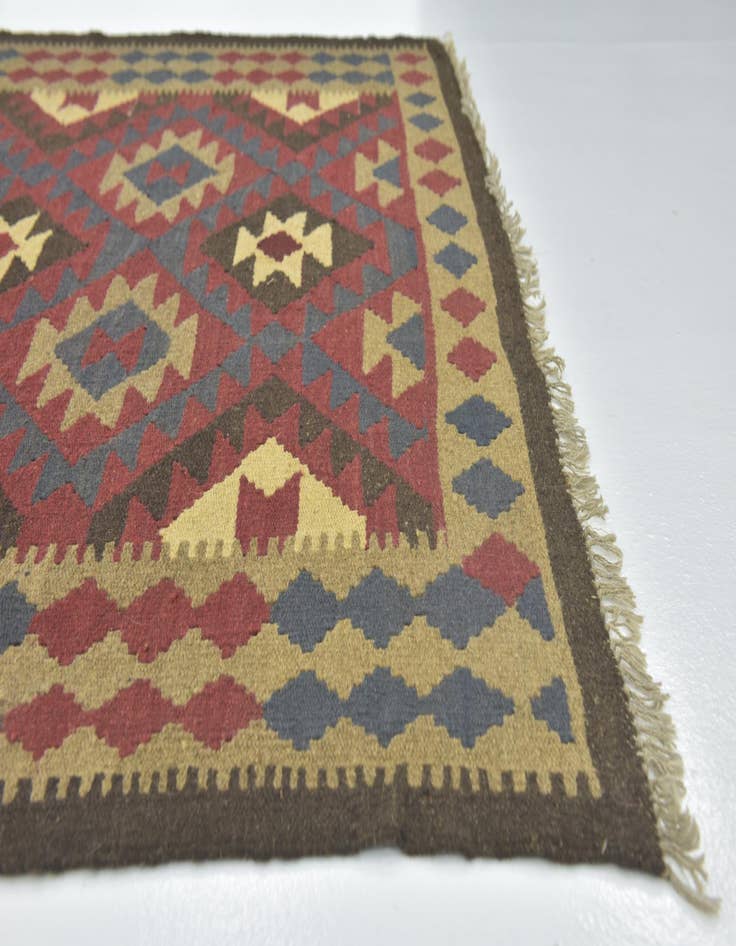Detail image of  5' 3 x 8' 4  Hand Woven Kilim Maymana Wool Rug