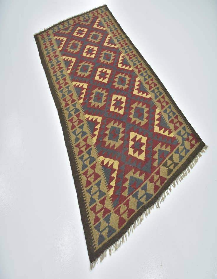 Detail image of  4' 10 x 8' 4  Hand Woven Kilim Maymana Wool Rug