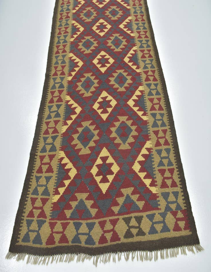 Detail image of  4' 10 x 8' 4  Hand Woven Kilim Maymana Wool Rug