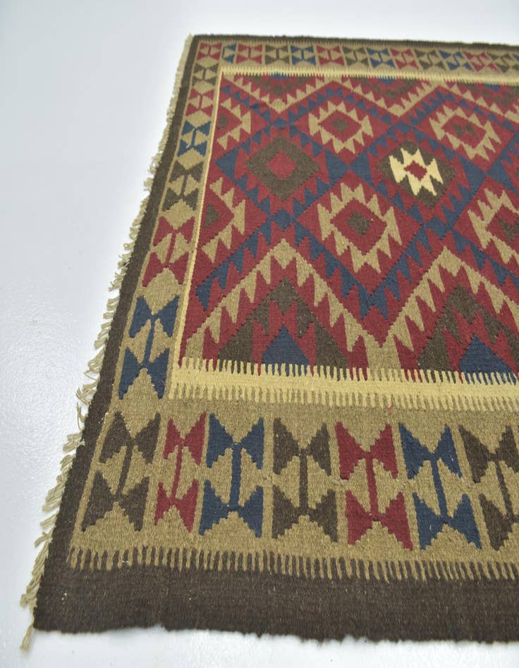 Detail image of  5' 2 x 8' 2  Hand Woven Kilim Maymana Wool Rug