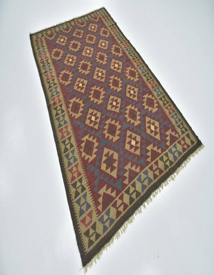 Detail image of  5' 4 x 8' 3  Hand Woven Kilim Maymana Wool Rug