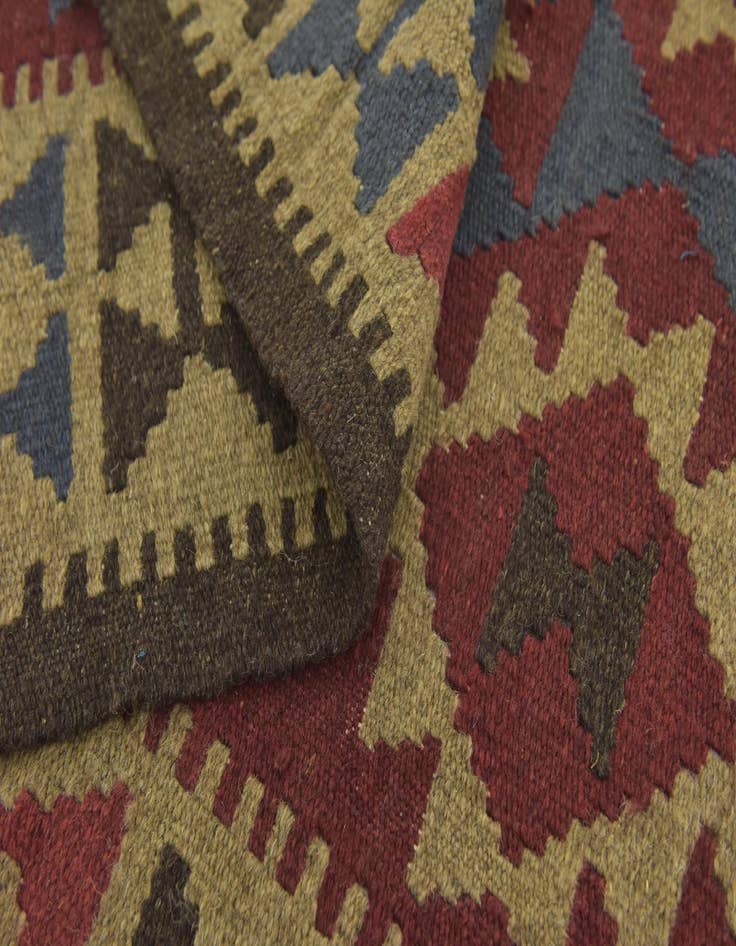 Detail image of  5' 4 x 8' 3  Hand Woven Kilim Maymana Wool Rug