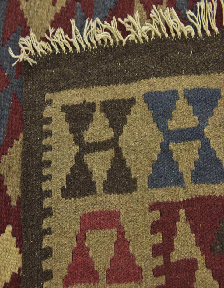 Detail image of  5' 4 x 8' 3  Hand Woven Kilim Maymana Wool Rug