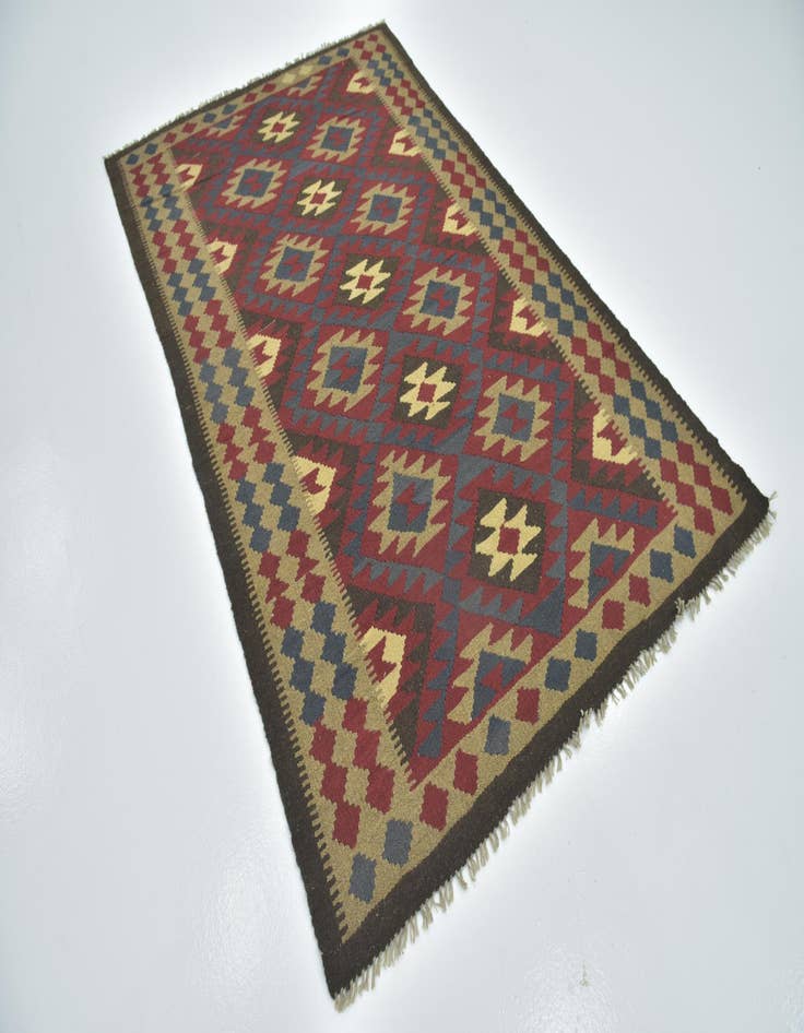 Detail image of  5' 3 x 8' 5  Hand Woven Kilim Maymana Wool Rug