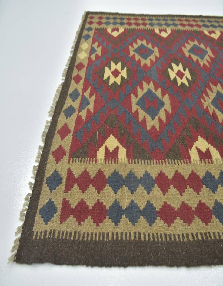 Detail image of  5' 3 x 8' 5  Hand Woven Kilim Maymana Wool Rug