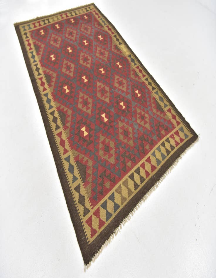 Detail image of  5' 2 x 8' 2  Hand Woven Kilim Maymana Wool Rug