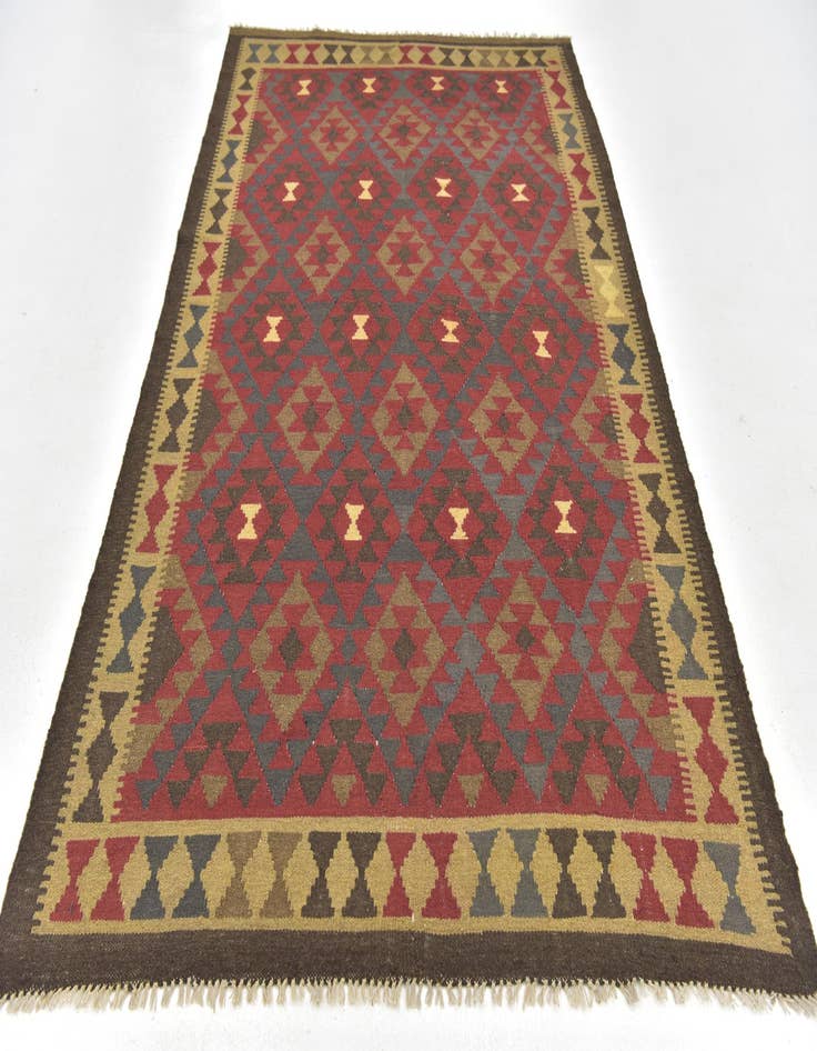 Detail image of  5' 2 x 8' 2  Hand Woven Kilim Maymana Wool Rug