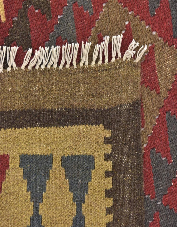 Detail image of  5' 2 x 8' 2  Hand Woven Kilim Maymana Wool Rug