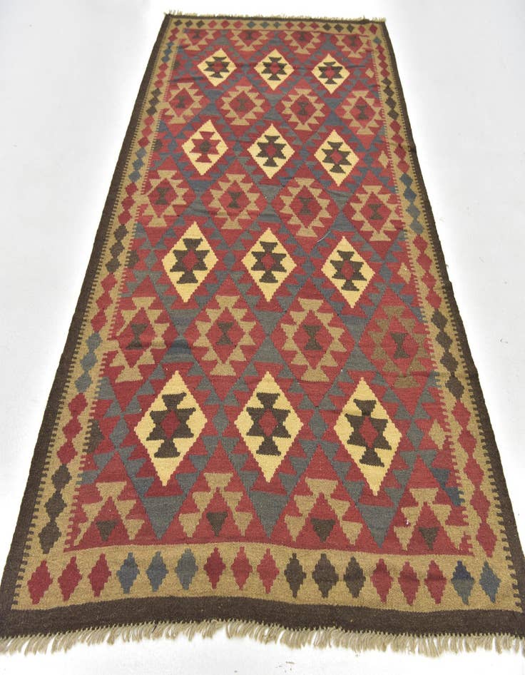 Detail image of  5' 2 x 8' 4  Hand Woven Kilim Maymana Wool Rug