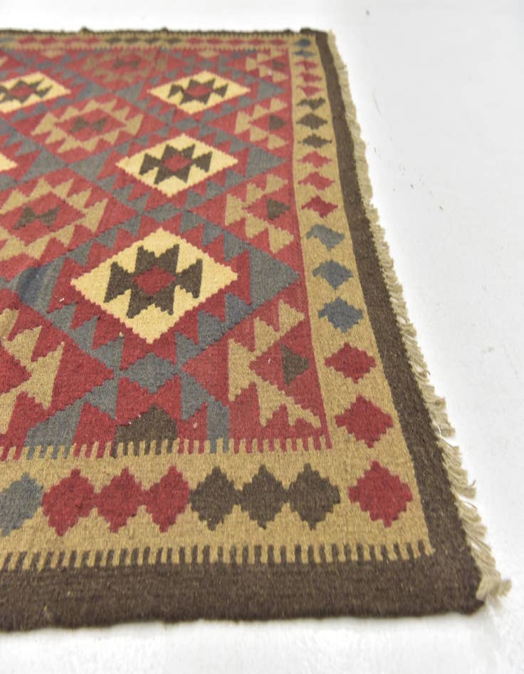 Detail image of  5' 2 x 8' 4  Hand Woven Kilim Maymana Wool Rug