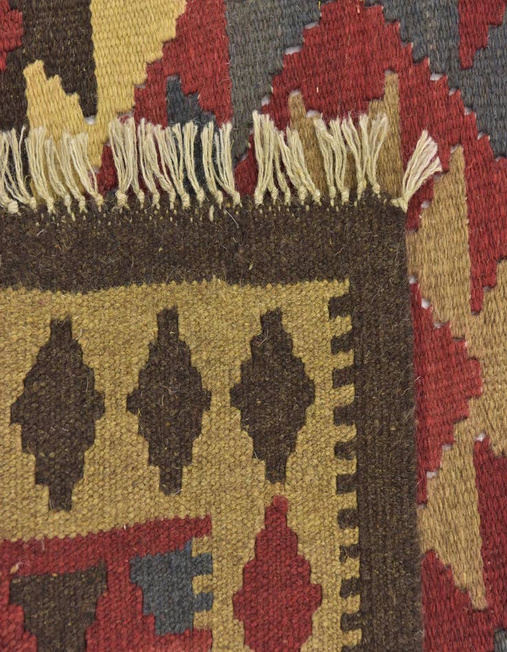 Detail image of  5' 2 x 8' 4  Hand Woven Kilim Maymana Wool Rug