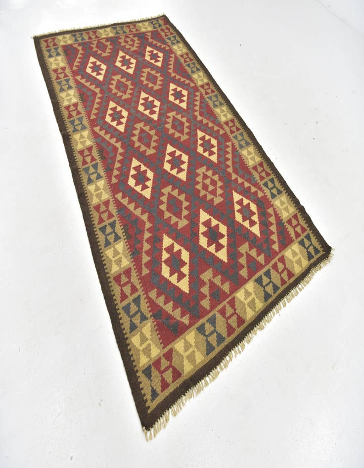 Detail image of  5' 1 x 8'  Hand Woven Kilim Maymana Wool Rug