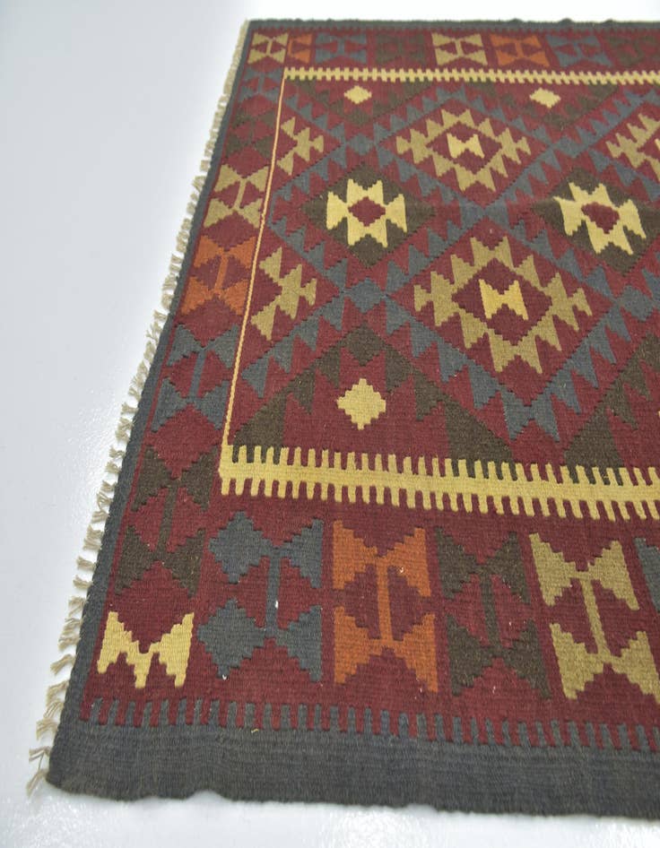 Detail image of  5' 2 x 8' 4  Hand Woven Kilim Maymana Wool Rug