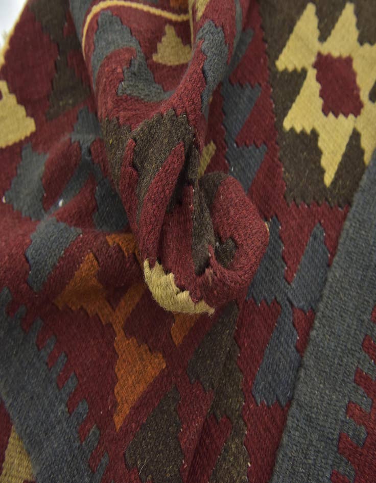 Detail image of  5' 2 x 8' 4  Hand Woven Kilim Maymana Wool Rug