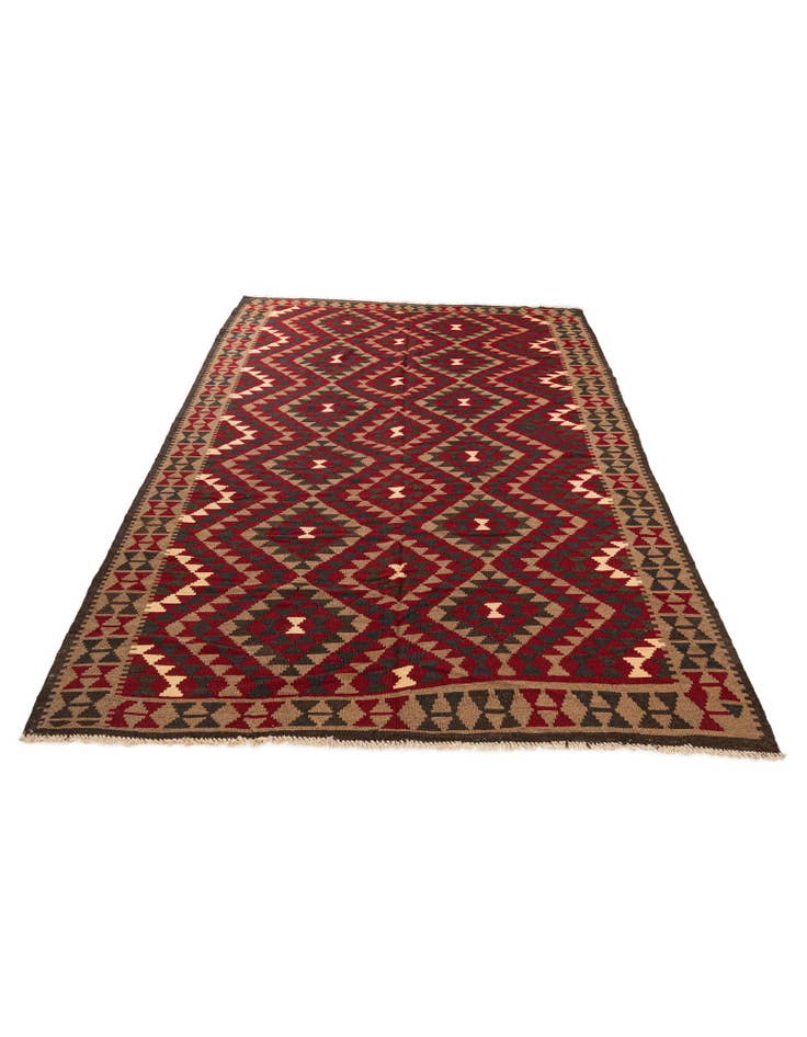 Detail image of  7' x 10'  Hand Woven Kilim Maymana Wool Rug