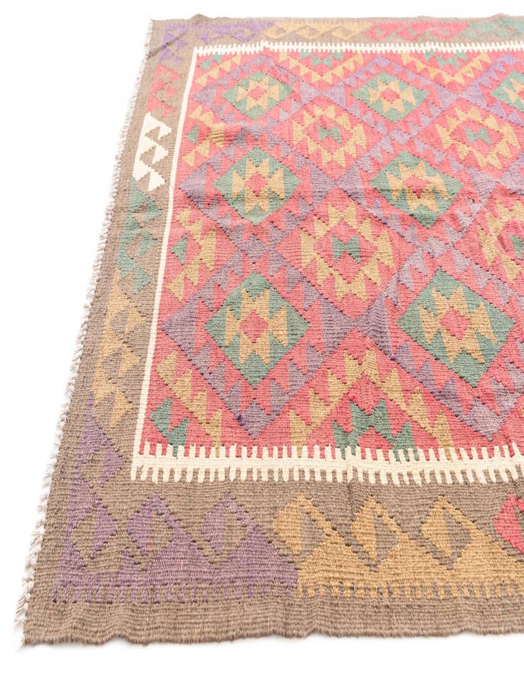 Detail image of  4' 9 x 8' 4  Hand Woven Kilim Maymana Wool Rug