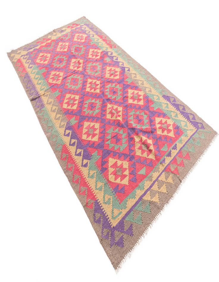 Detail image of  4' 9 x 8' 8  Hand Woven Kilim Maymana Wool Rug