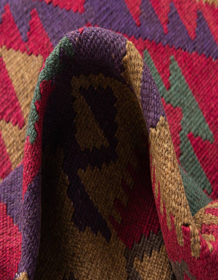 Detail image of  4' 9 x 8' 8  Hand Woven Kilim Maymana Wool Rug