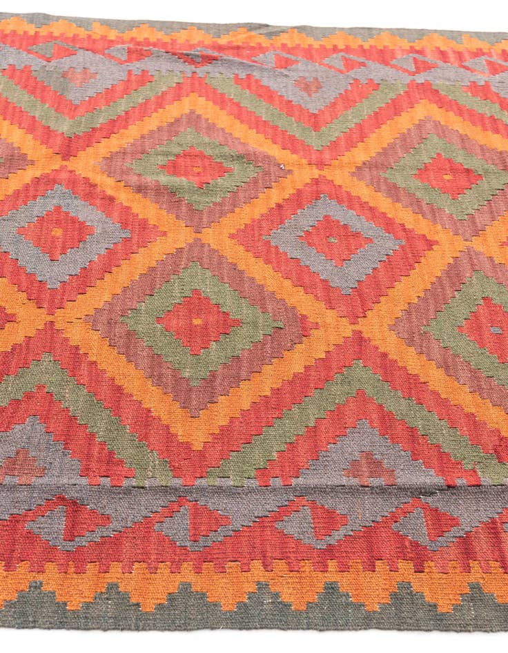 Detail image of  5' 2 x 8' 2  Hand Woven Kilim Maymana Wool Rug