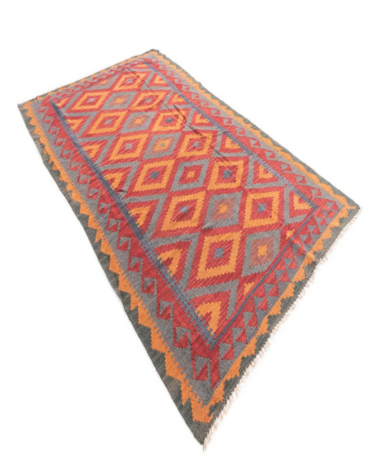 Detail image of  4' 10 x 7' 7  Hand Woven Kilim Maymana Wool Rug