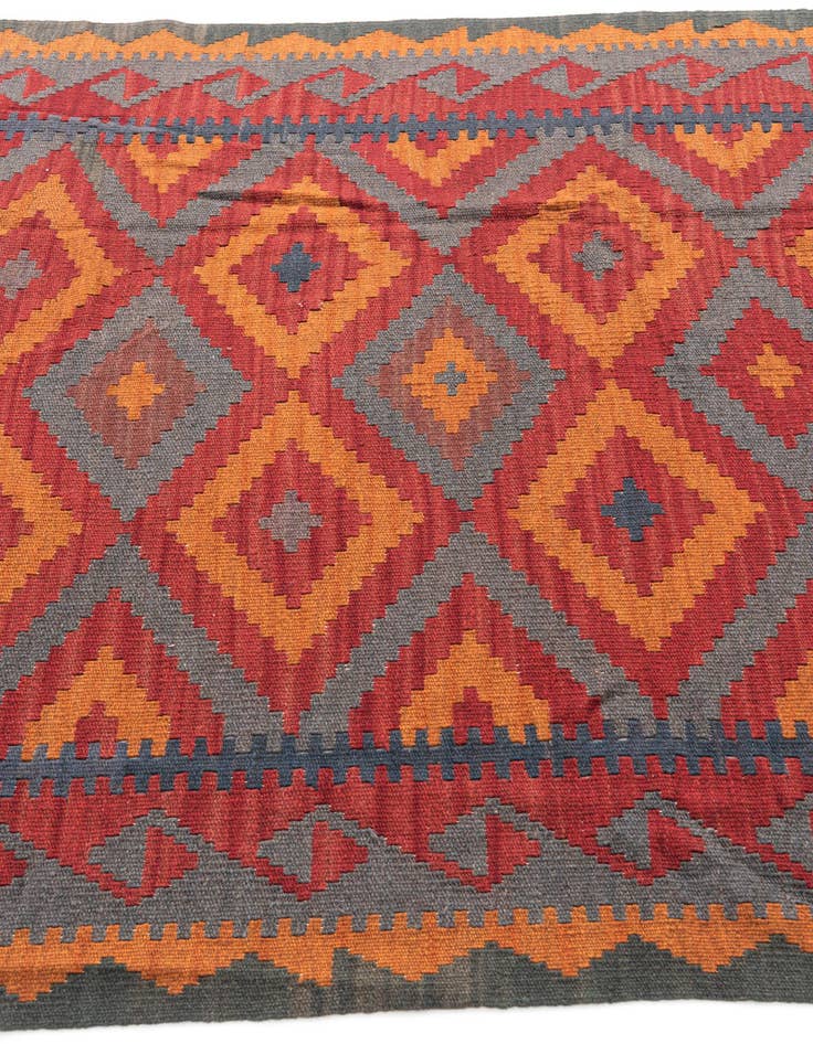 Detail image of  4' 10 x 7' 7  Hand Woven Kilim Maymana Wool Rug