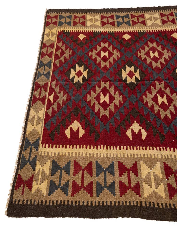 Detail image of  5' 2 x 8'  Hand Woven Kilim Maymana Wool Rug