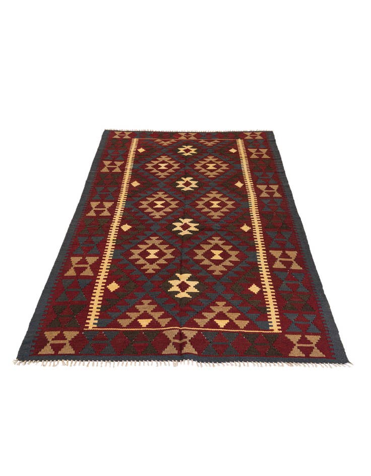 Detail image of  5' 2 x 8' 2  Hand Woven Kilim Maymana Wool Rug