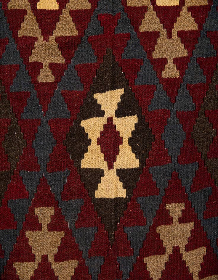 Detail image of  5' 2 x 8' 2  Hand Woven Kilim Maymana Wool Rug