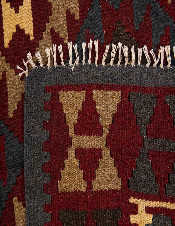 Detail image of  5' 2 x 8' 2  Hand Woven Kilim Maymana Wool Rug