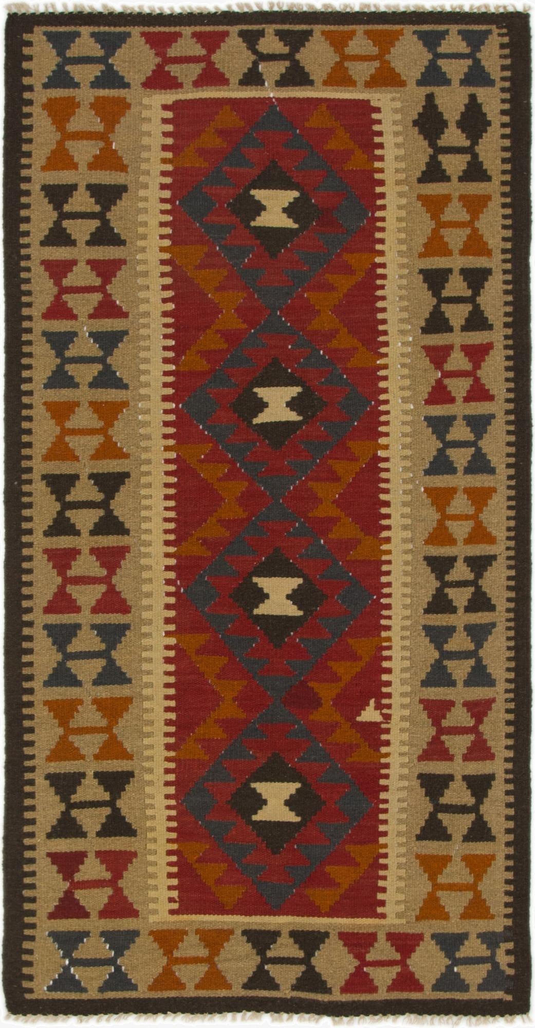  3' 5 x 6' 5  Hand Woven Kilim Maymana Wool Rug