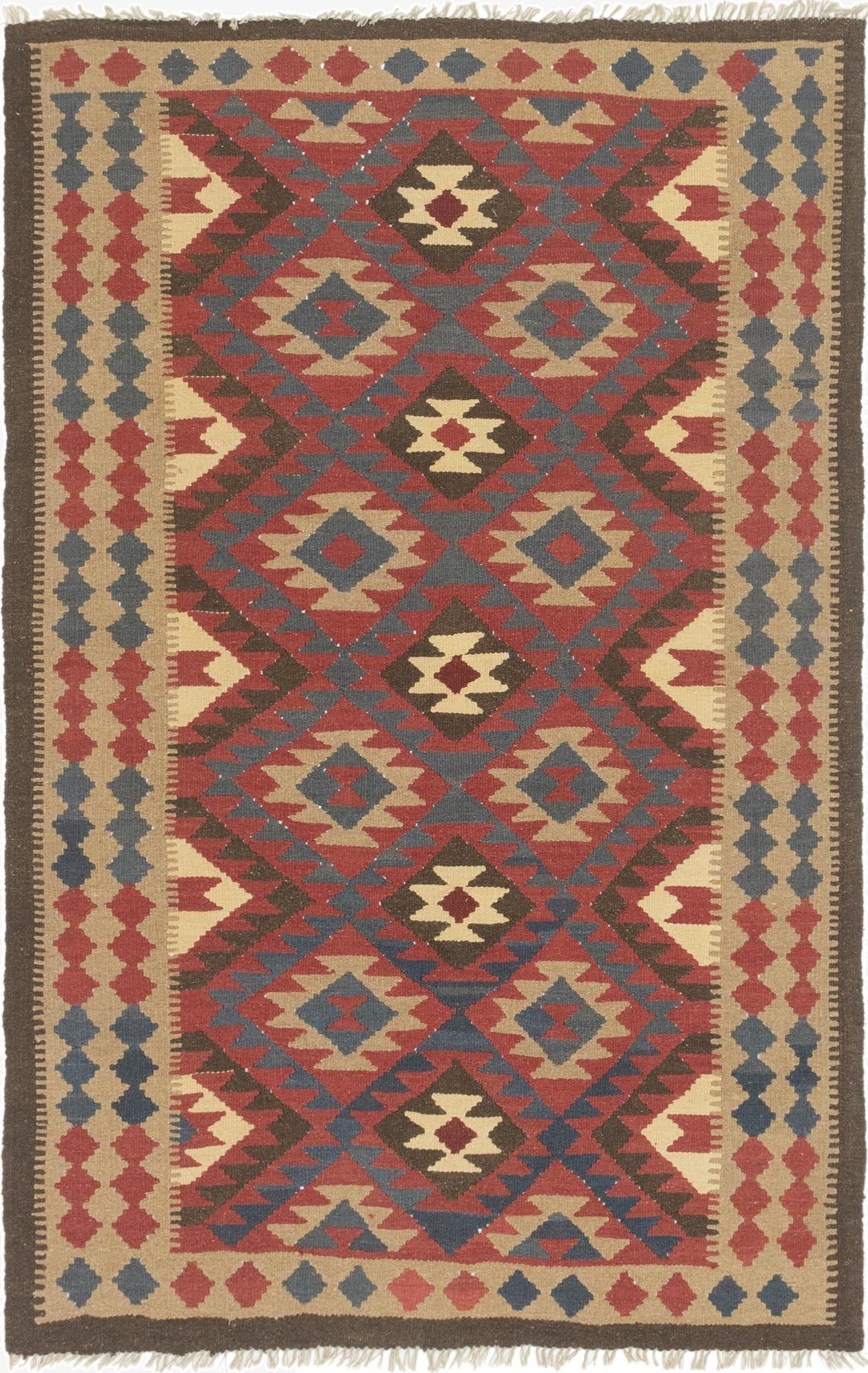  5' 3 x 8' 4  Hand Woven Kilim Maymana Wool Rug