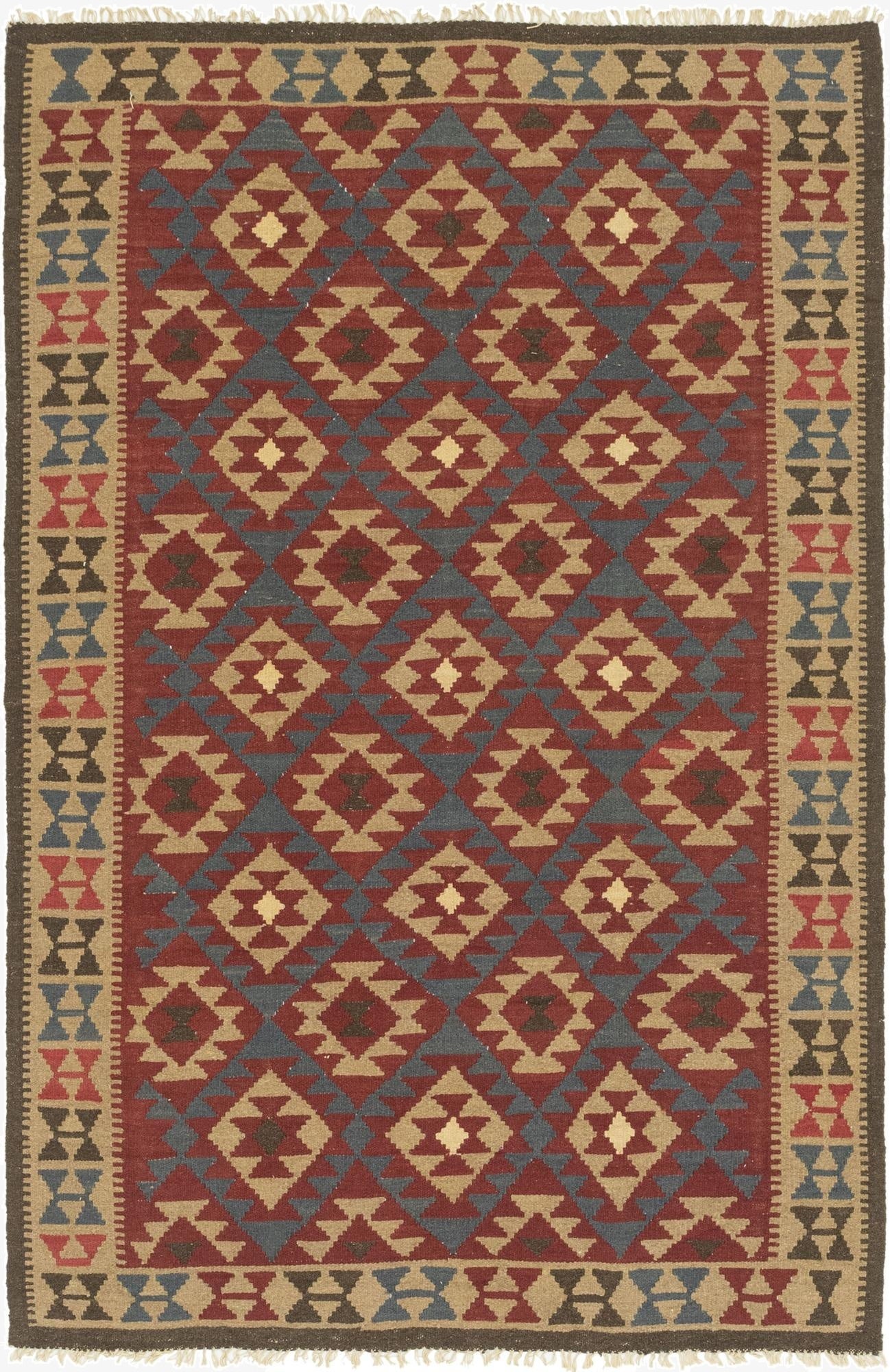  5' 4 x 8' 3  Hand Woven Kilim Maymana Wool Rug