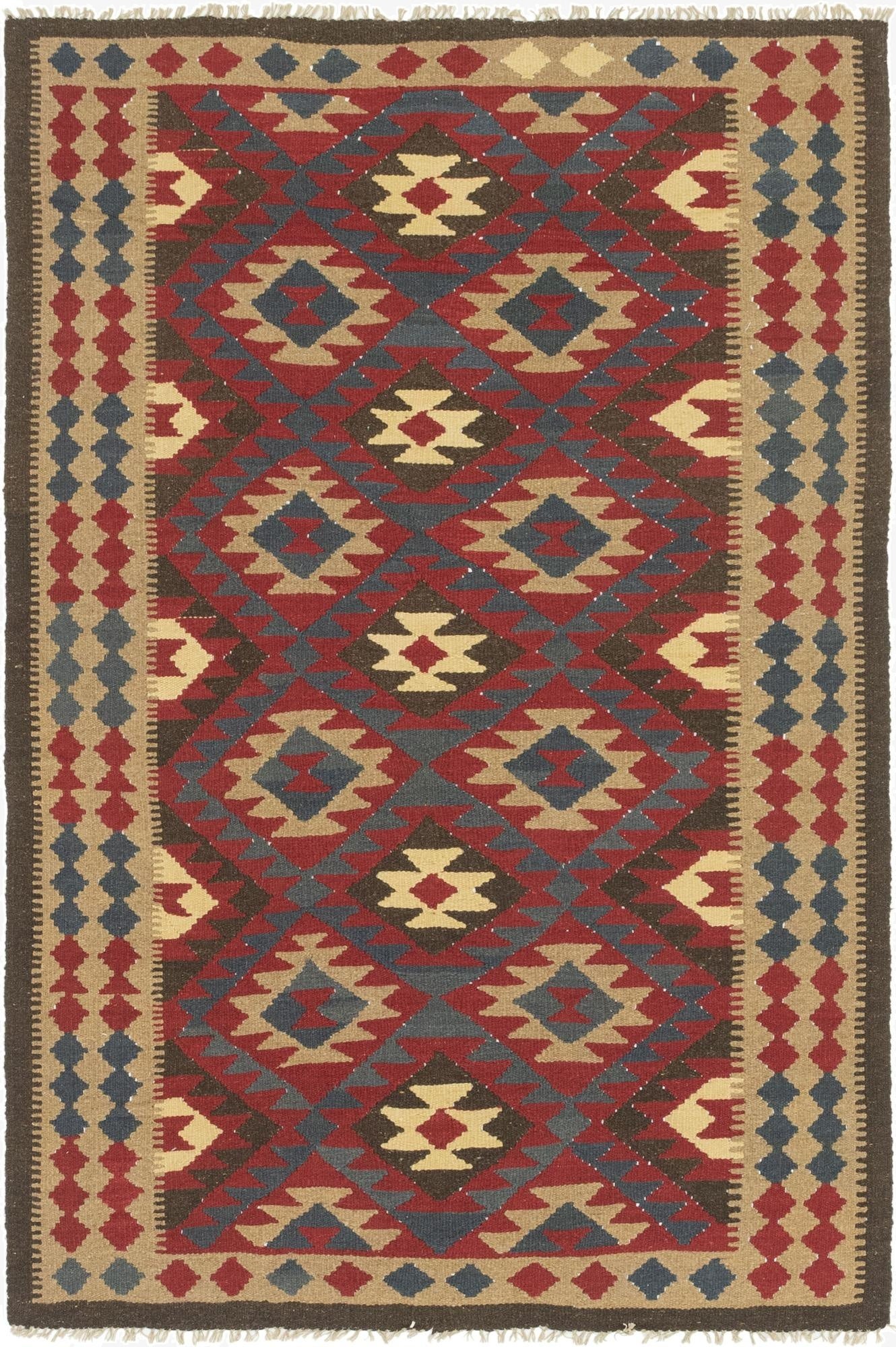  5' 3 x 8' 5  Hand Woven Kilim Maymana Wool Rug