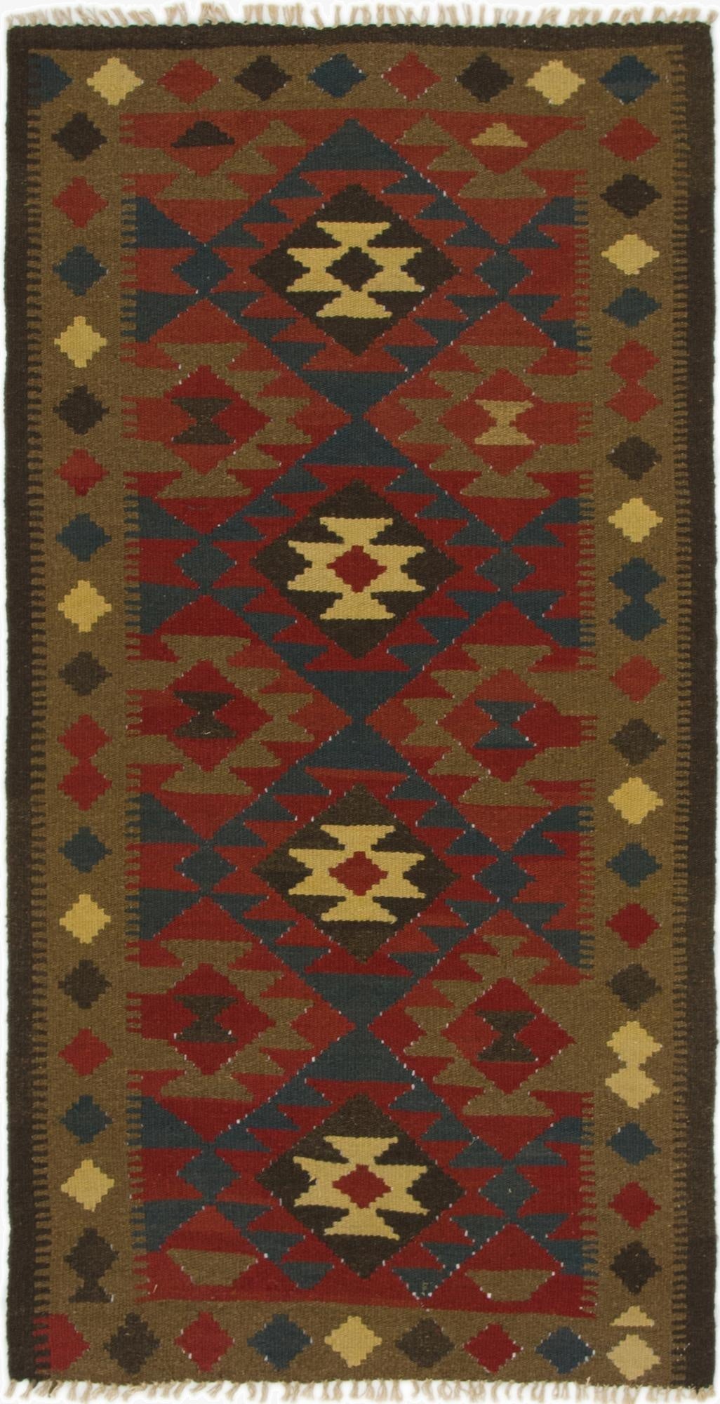  3' 3 x 6' 4  Hand Woven Kilim Maymana Wool Rug