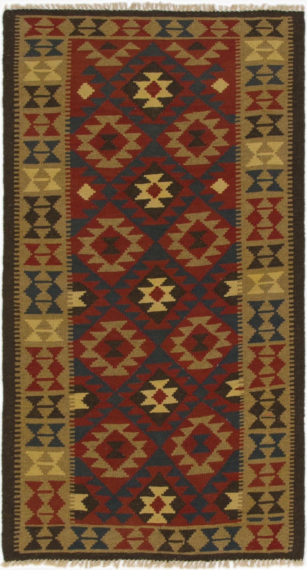  3' 5 x 6' 2  Hand Woven Kilim Maymana Wool Rug