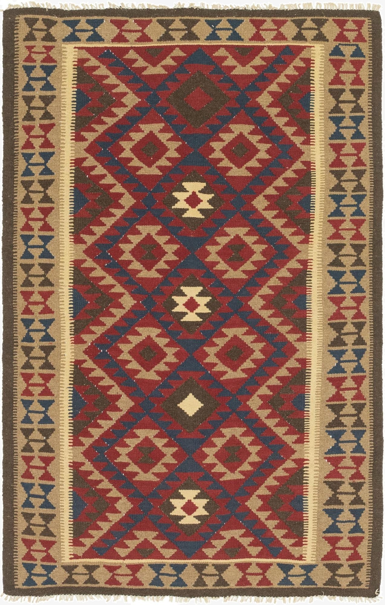  5' 2 x 8' 2  Hand Woven Kilim Maymana Wool Rug