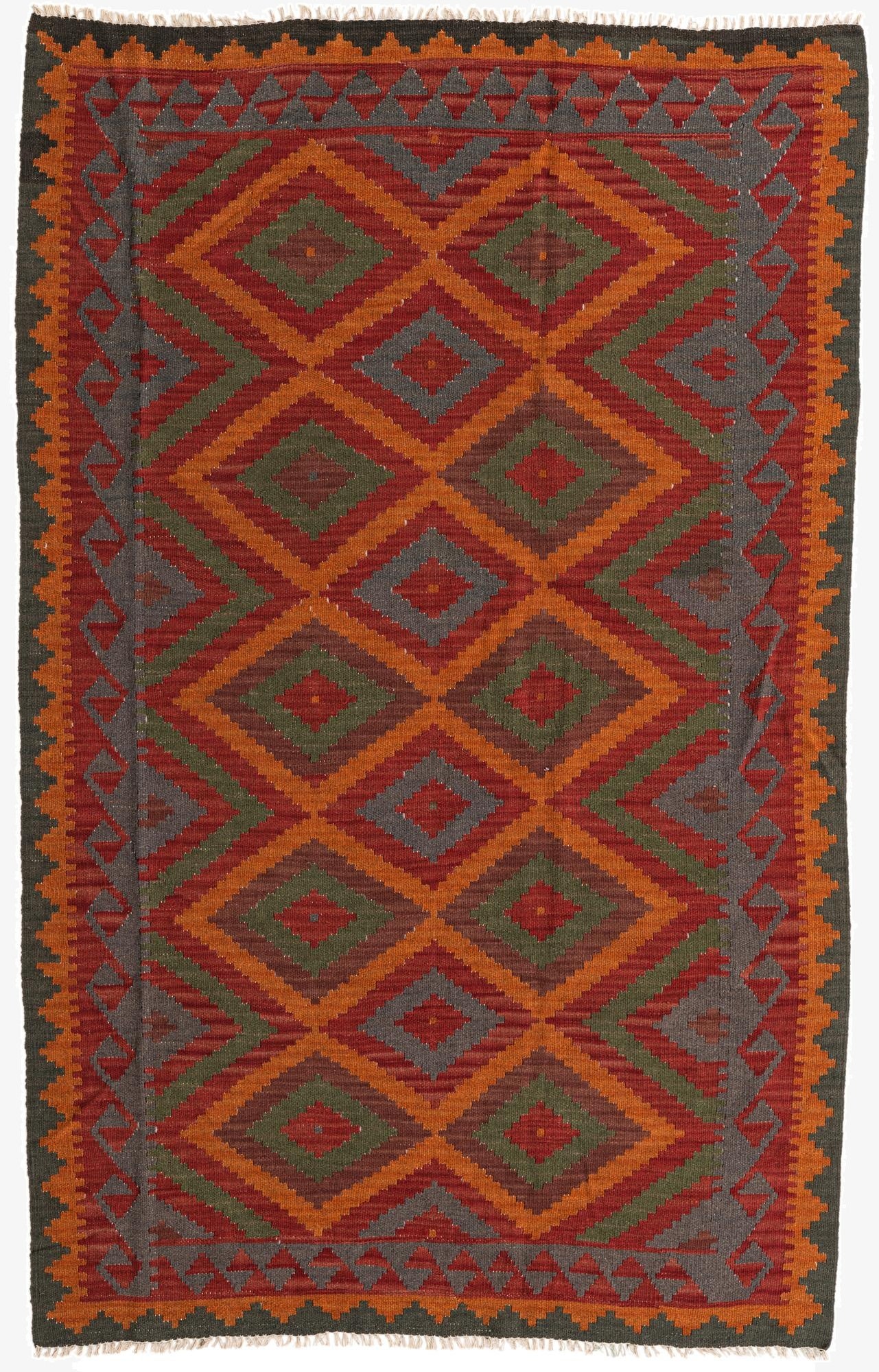  5' 2 x 8' 2  Hand Woven Kilim Maymana Wool Rug