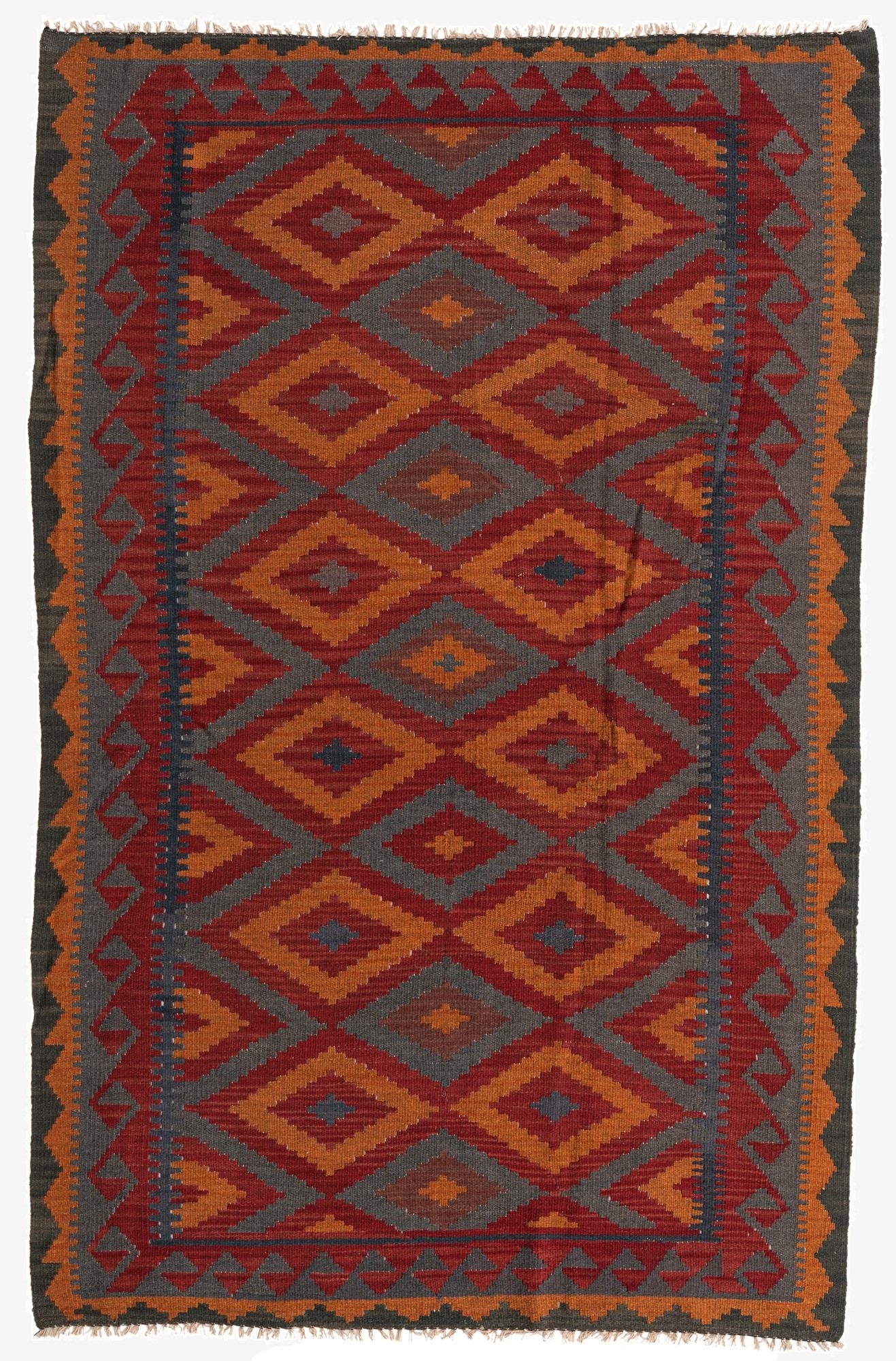  4' 10 x 7' 7  Hand Woven Kilim Maymana Wool Rug