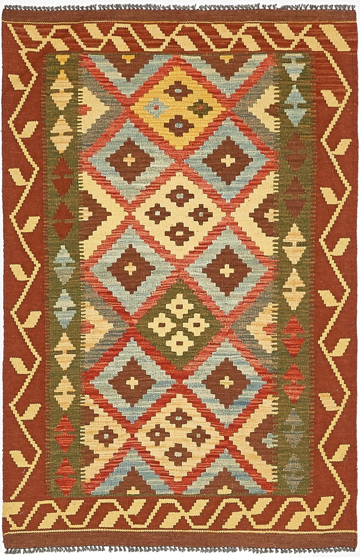  3' 4 x 6' 1  Hand Woven Kilim Maymana Wool Rug