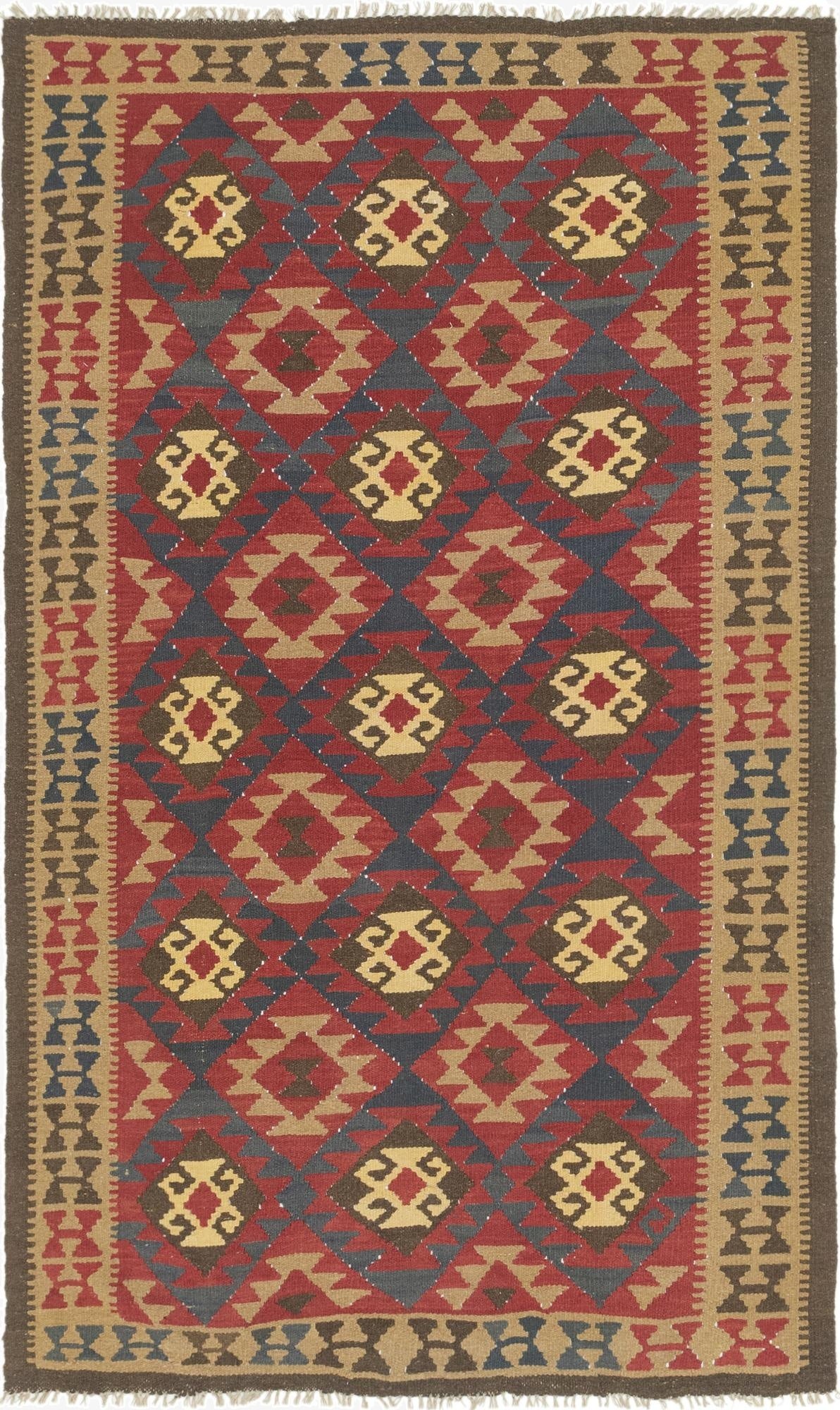  5' 4 x 8' 6  Hand Woven Kilim Maymana Wool Rug